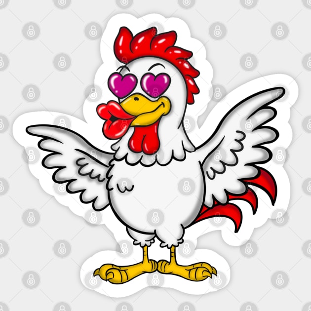 The Love Chicken Sticker by RigMo